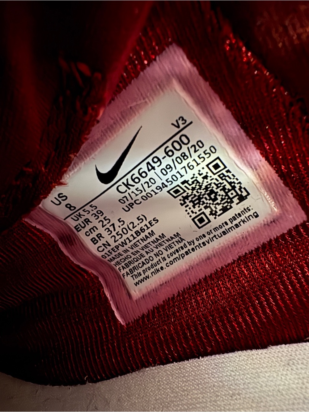 Nike Women's Air Force One Pixel team red and white size 8 like new - Picture 11 of 16